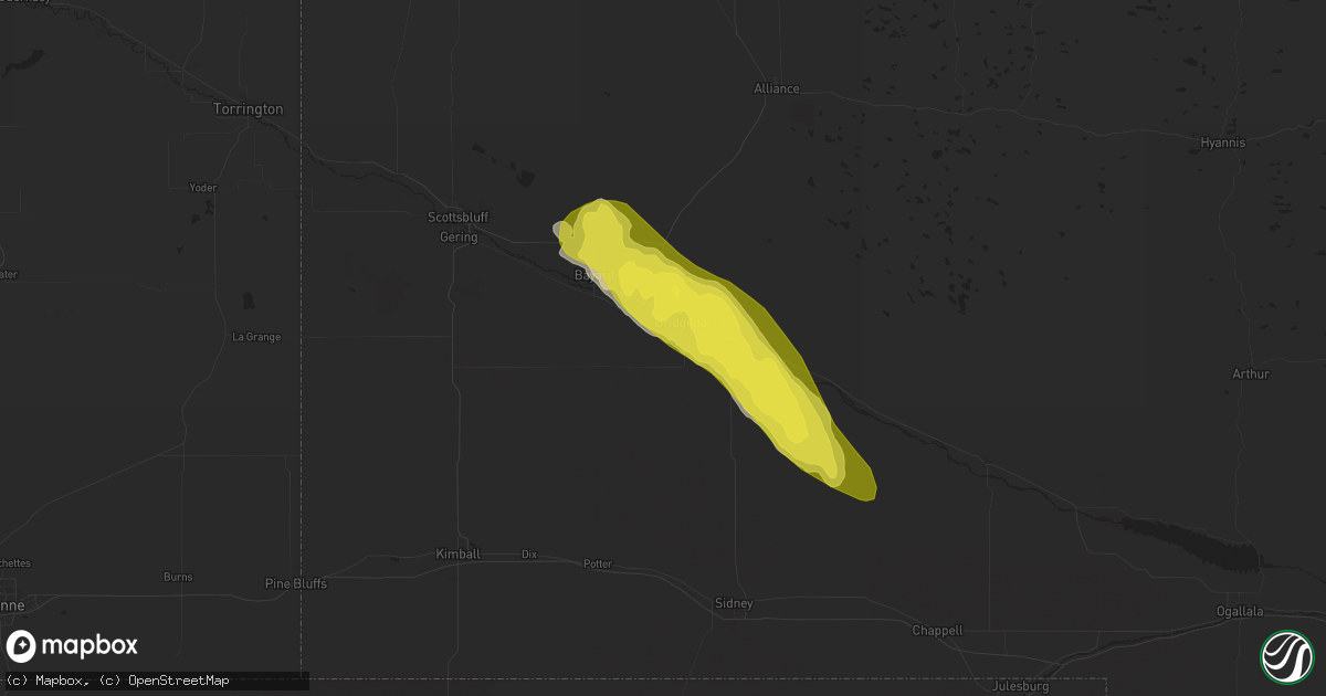 Hail map in Bridgeport, NE on July 17, 2018