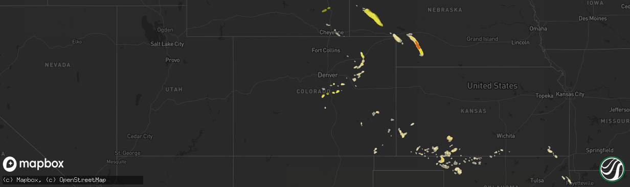 Hail map in Colorado on July 17, 2018