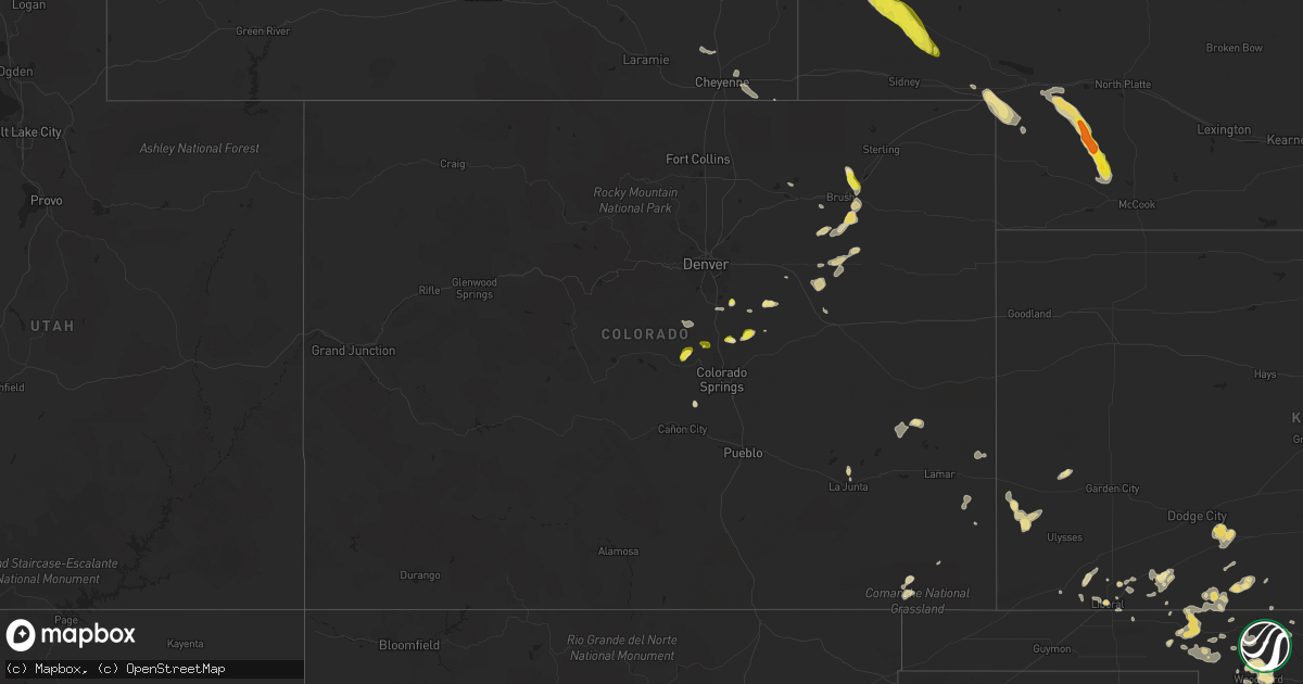 Hail map in Colorado on July 17, 2018