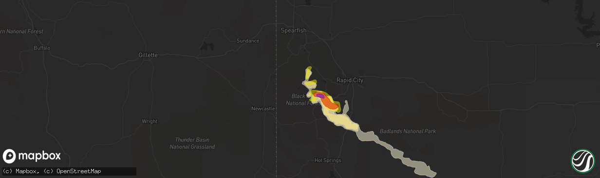 Hail map in Hill City, SD on July 17, 2018