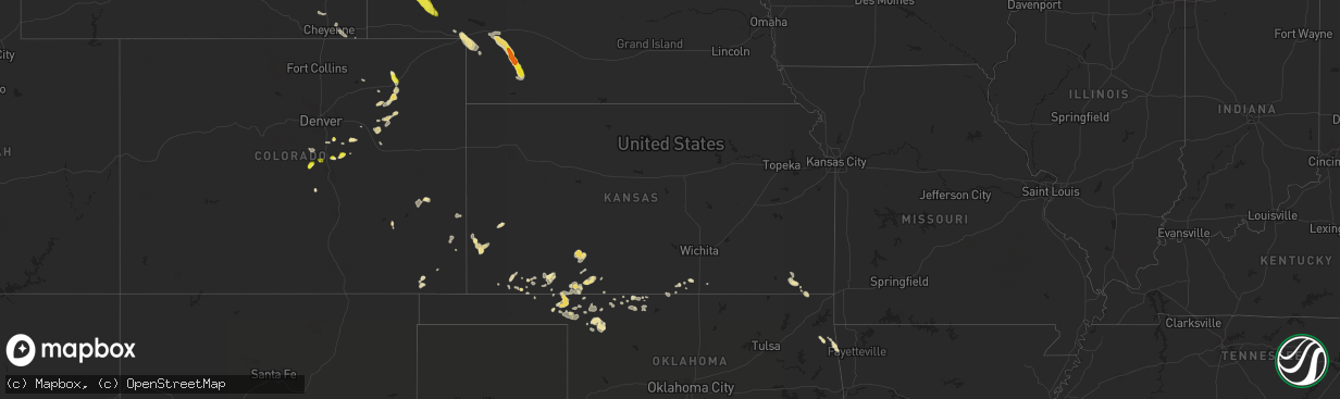 Hail map in Kansas on July 17, 2018