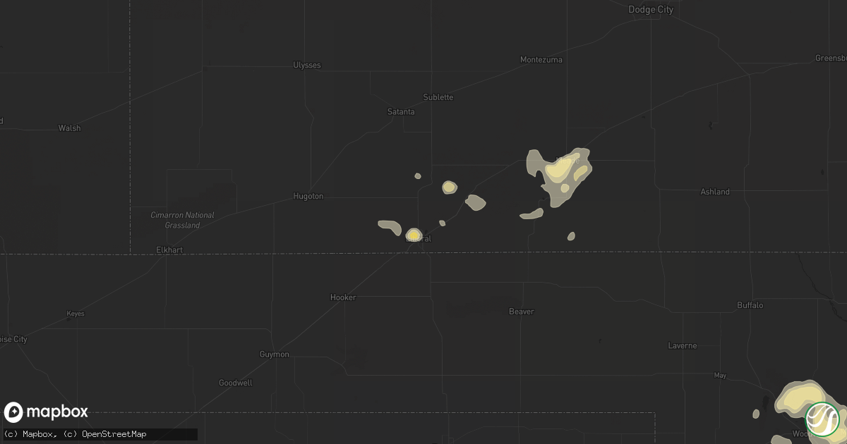 Hail map in Liberal, KS on July 17, 2018