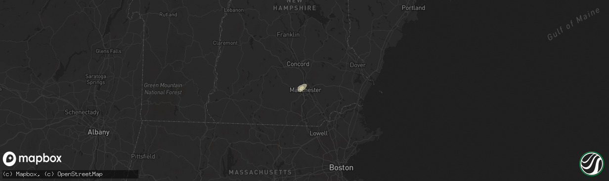 Hail map in Manchester, NH on July 17, 2018