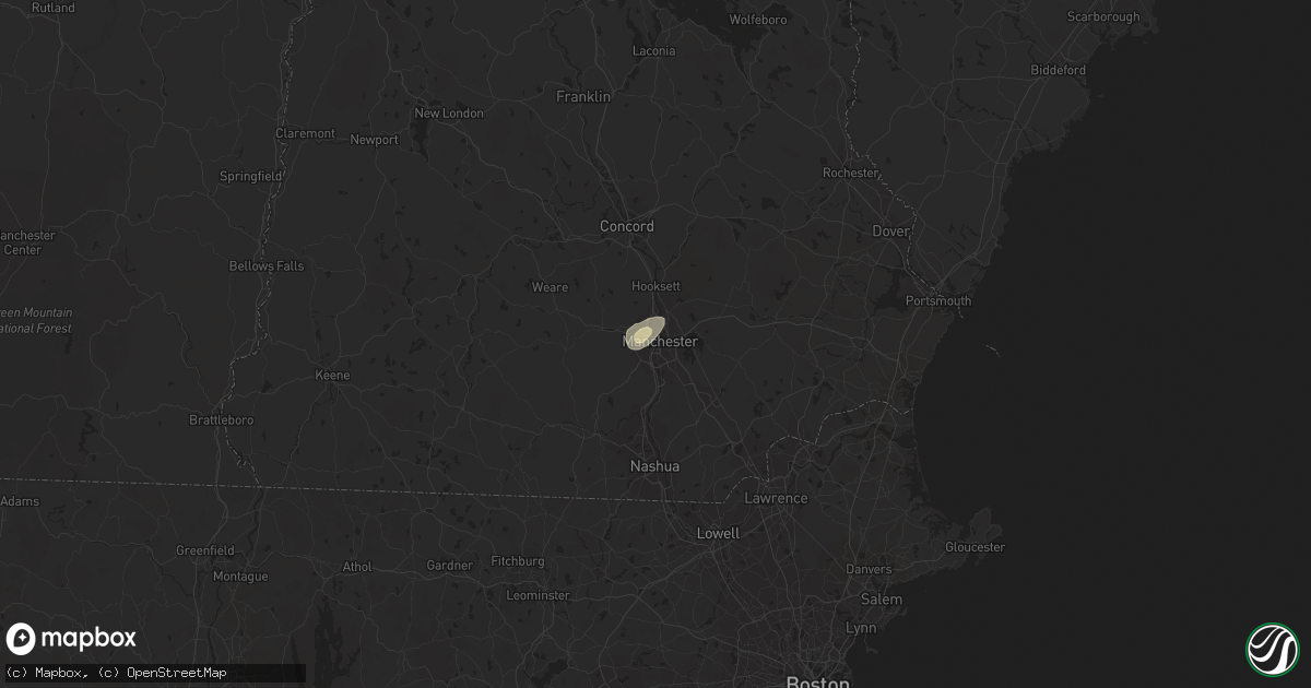 Hail map in Manchester, NH on July 17, 2018