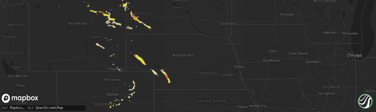 Hail map in Nebraska on July 17, 2018