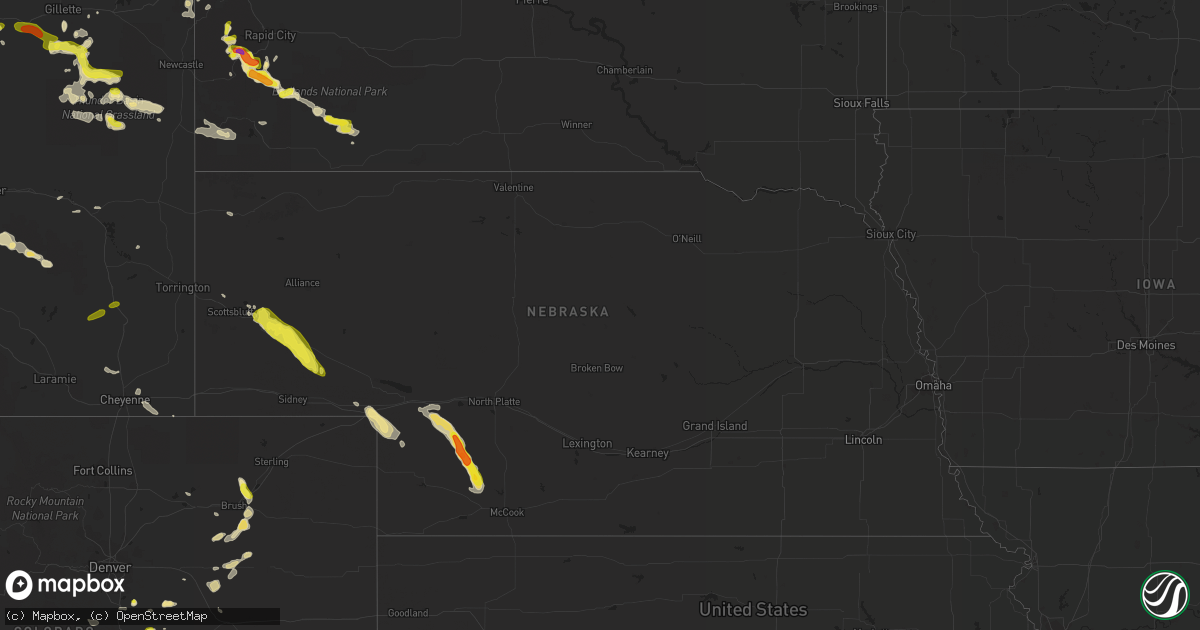 Hail map in Nebraska on July 17, 2018