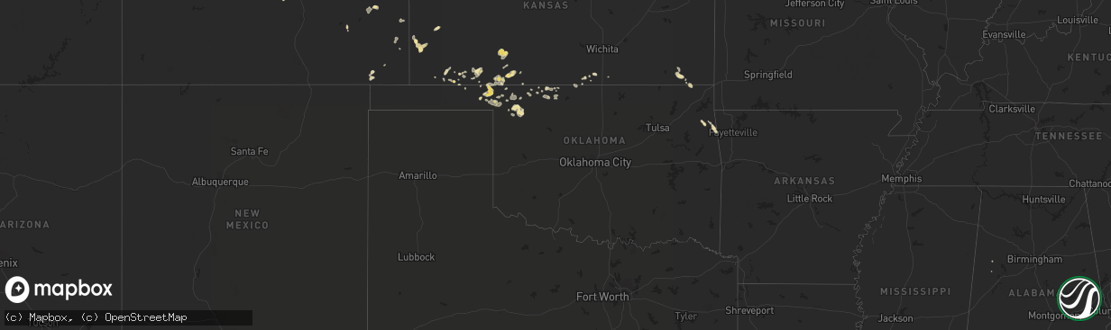 Hail map in Oklahoma on July 17, 2018