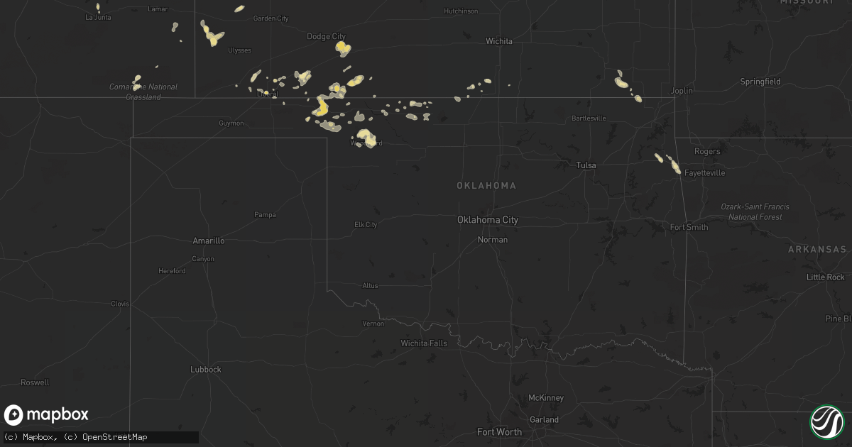 Hail map in Oklahoma on July 17, 2018