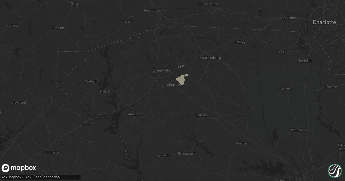 Hail map in Simpsonville, SC on July 17, 2018