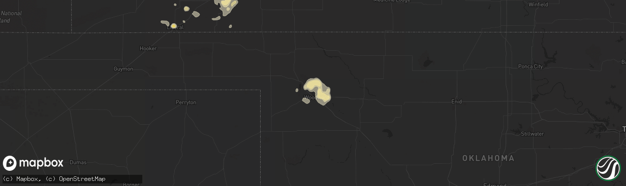 Hail map in Woodward, OK on July 17, 2018