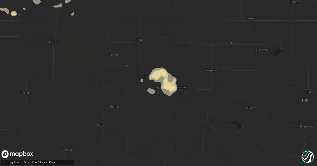 Hail map in Woodward, OK on July 17, 2018