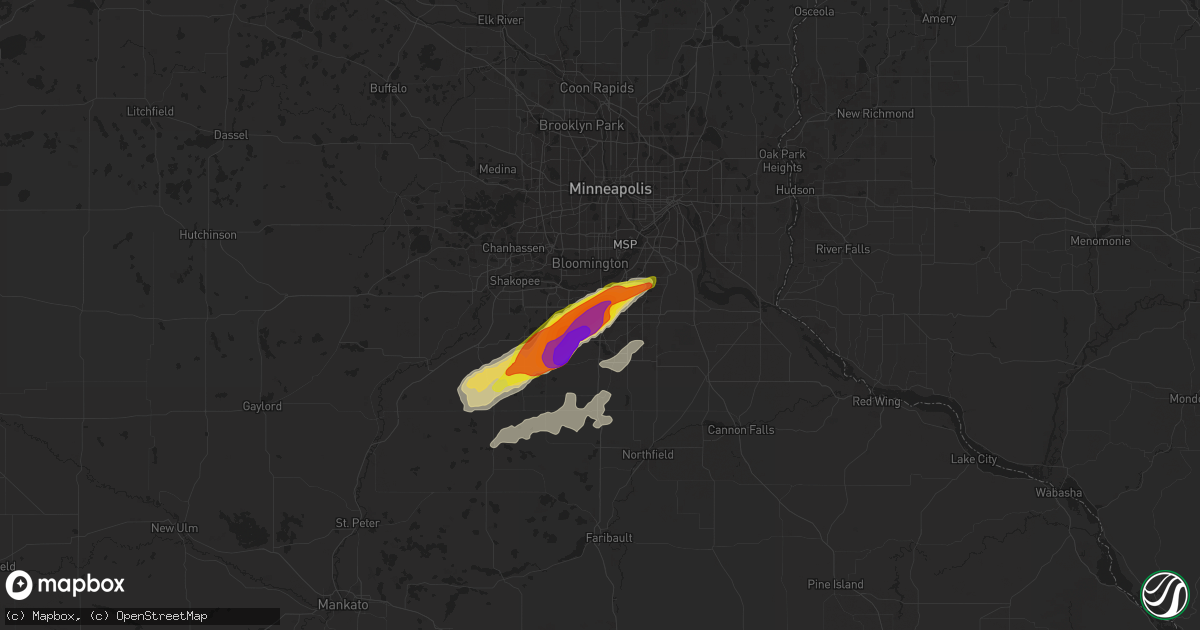 Hail map in Burnsville, MN on July 17, 2019