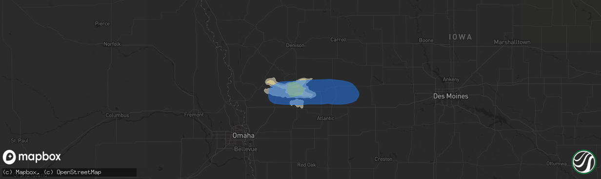 Hail map in Harlan, IA on July 17, 2019