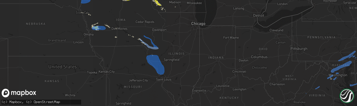 Hail map in Illinois on July 17, 2019