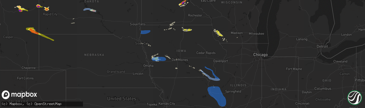 Hail map in Iowa on July 17, 2019