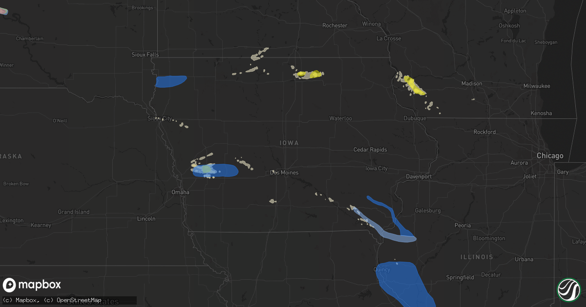 Hail map in Iowa on July 17, 2019