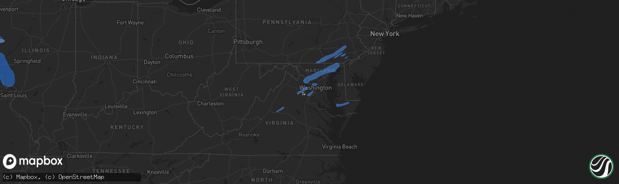 Hail map in Maryland on July 17, 2019