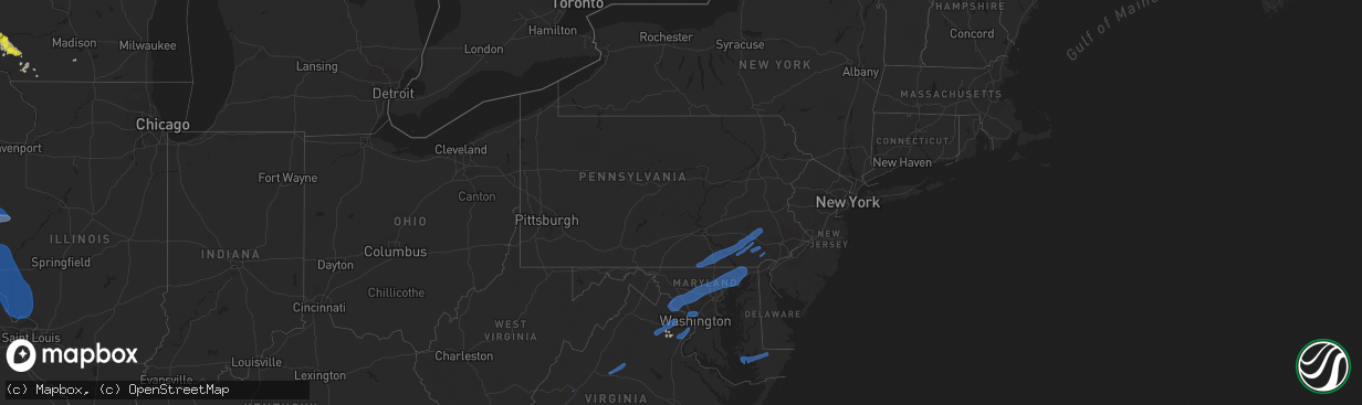 Hail map in Pennsylvania on July 17, 2019