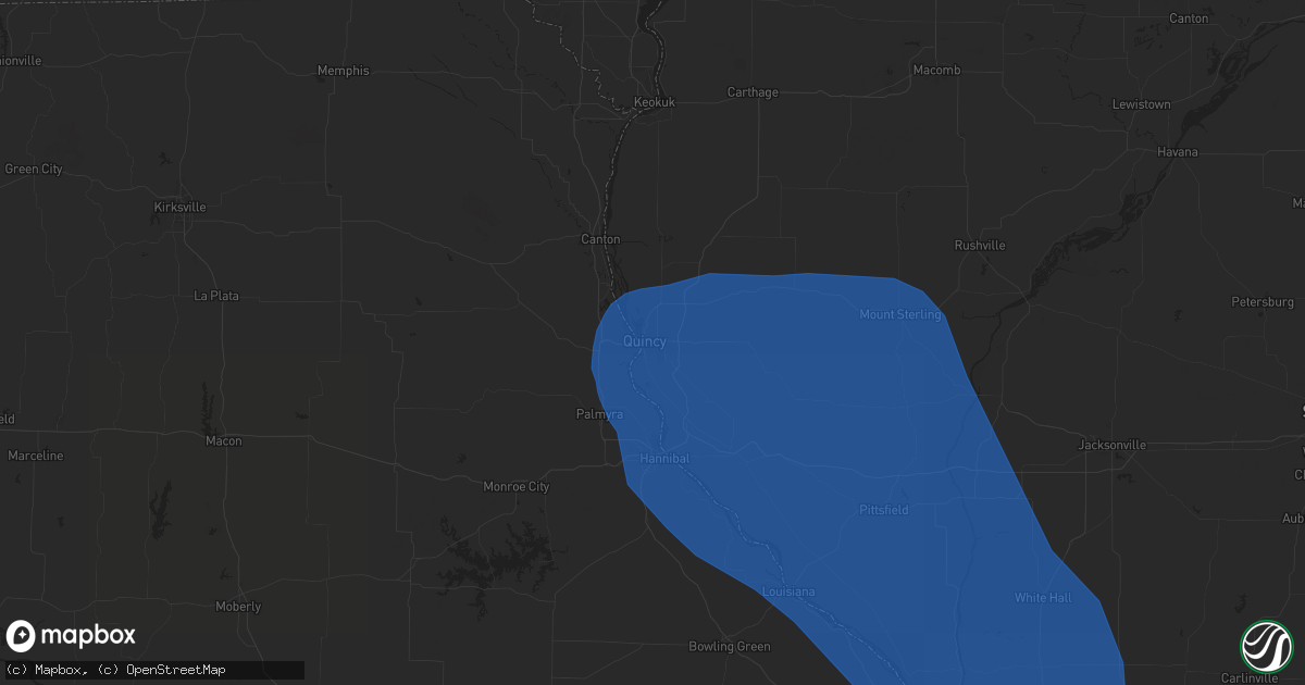 Hail map in Quincy, IL on July 17, 2019