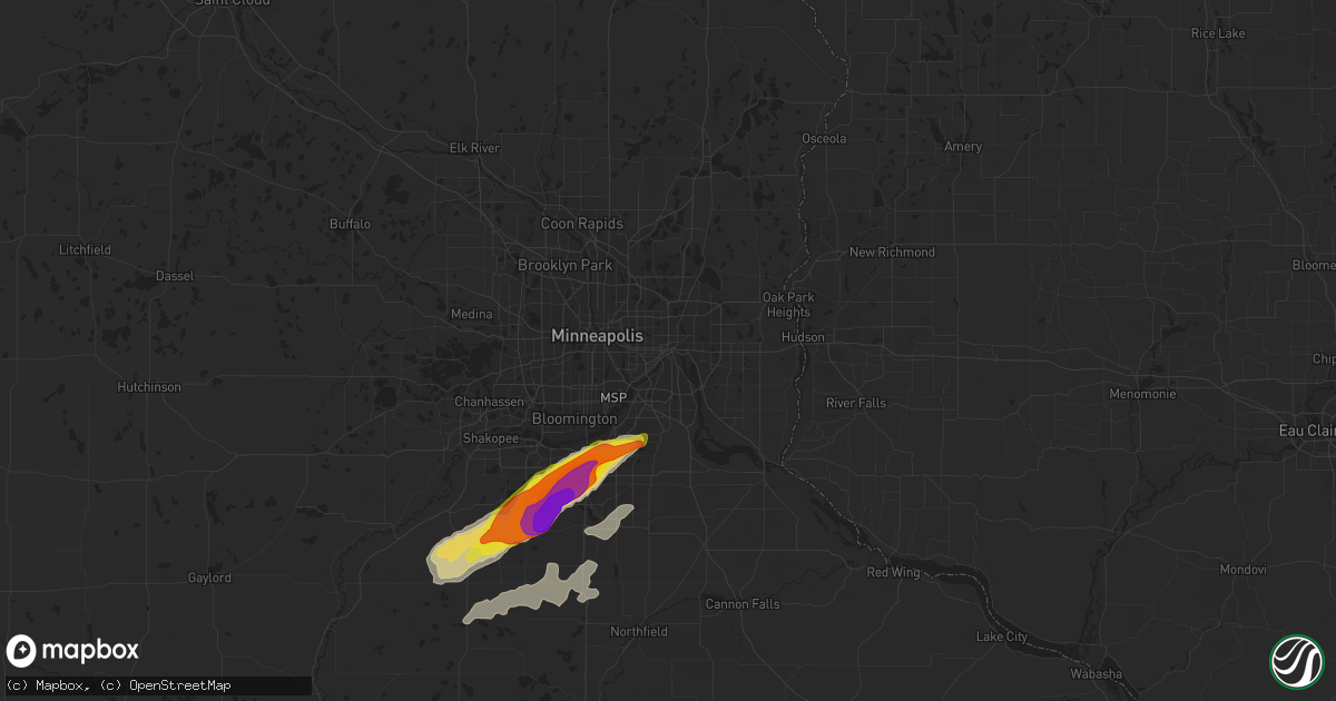 Hail map in Saint Paul, MN on July 17, 2019