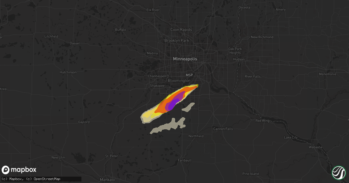 Hail map in Savage, MN on July 17, 2019