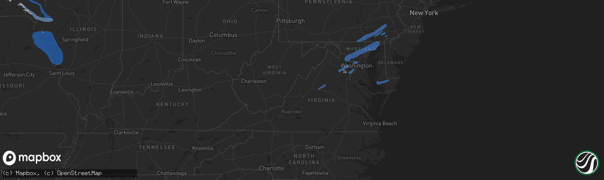 Hail map in Virginia on July 17, 2019