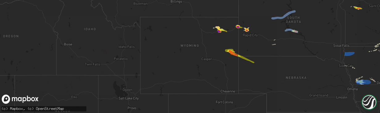 Hail map in Wyoming on July 17, 2019