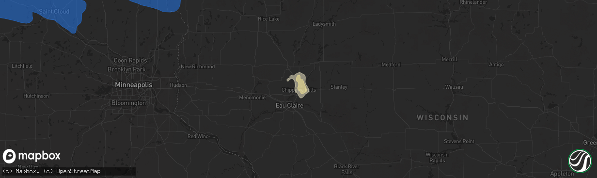 Hail map in Chippewa Falls, WI on July 17, 2020