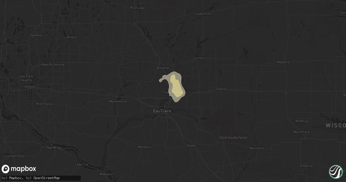 Hail map in Chippewa Falls, WI on July 17, 2020