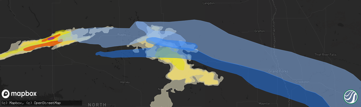 Hail map in Devils Lake, ND on July 17, 2020