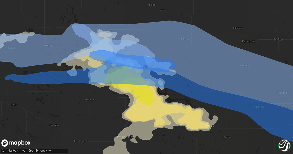 Hail map in Devils Lake, ND on July 17, 2020