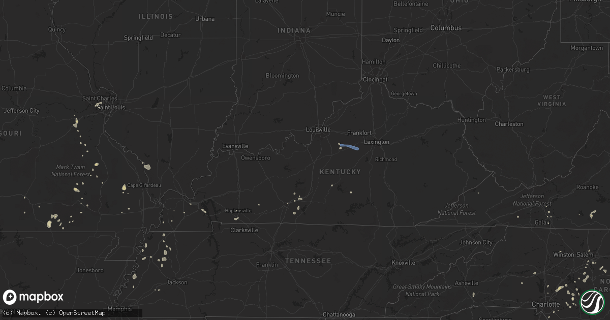 Hail map in Kentucky on July 17, 2020
