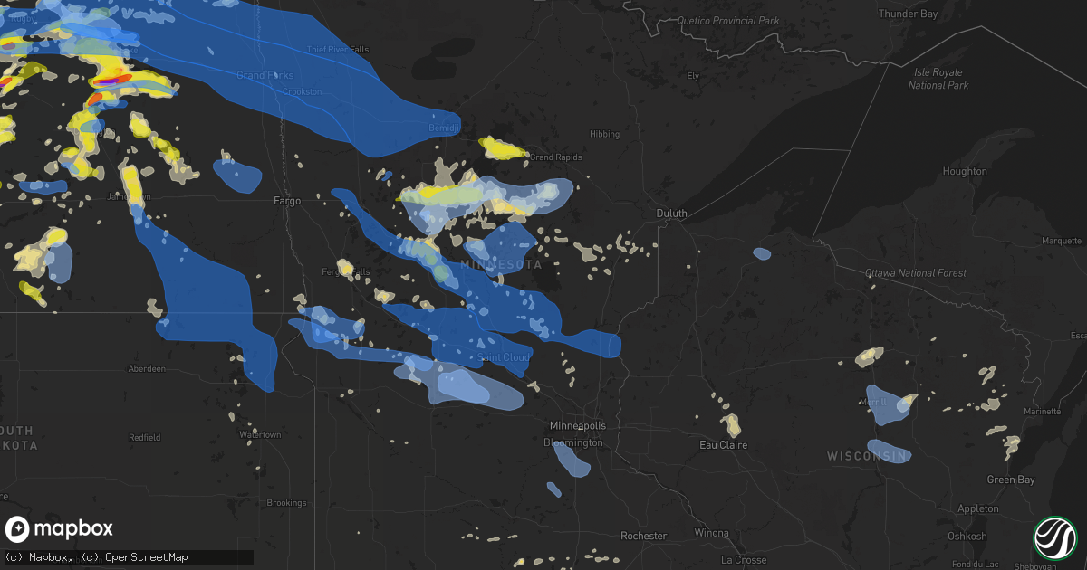 Hail map in Minnesota on July 17, 2020