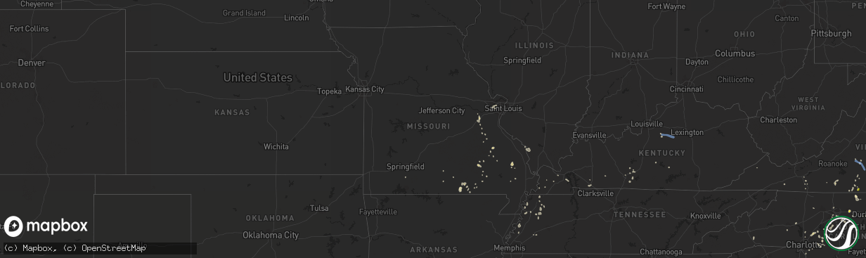 Hail map in Missouri on July 17, 2020