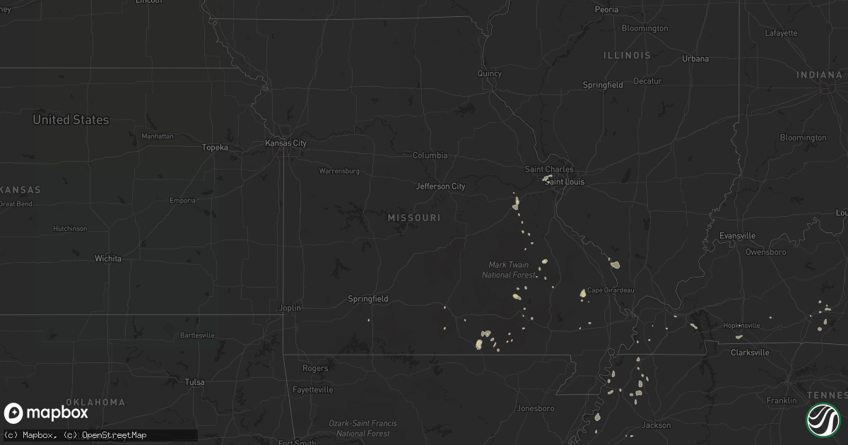 Hail map in Missouri on July 17, 2020