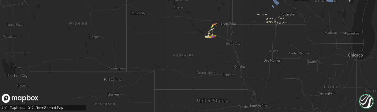 Hail map in Nebraska on July 17, 2020