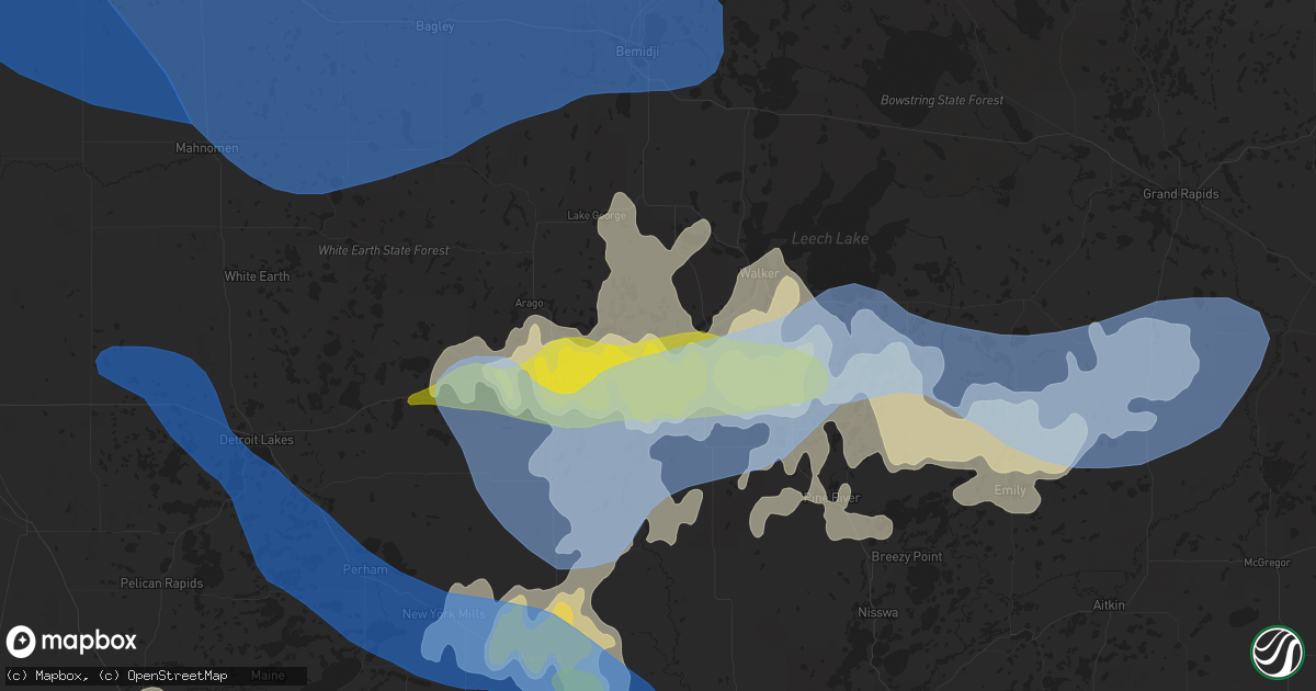Hail map in Nevis, MN on July 17, 2020