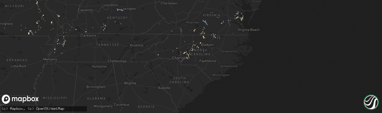 Hail map in North Carolina on July 17, 2020