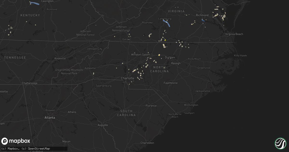 Hail map in North Carolina on July 17, 2020