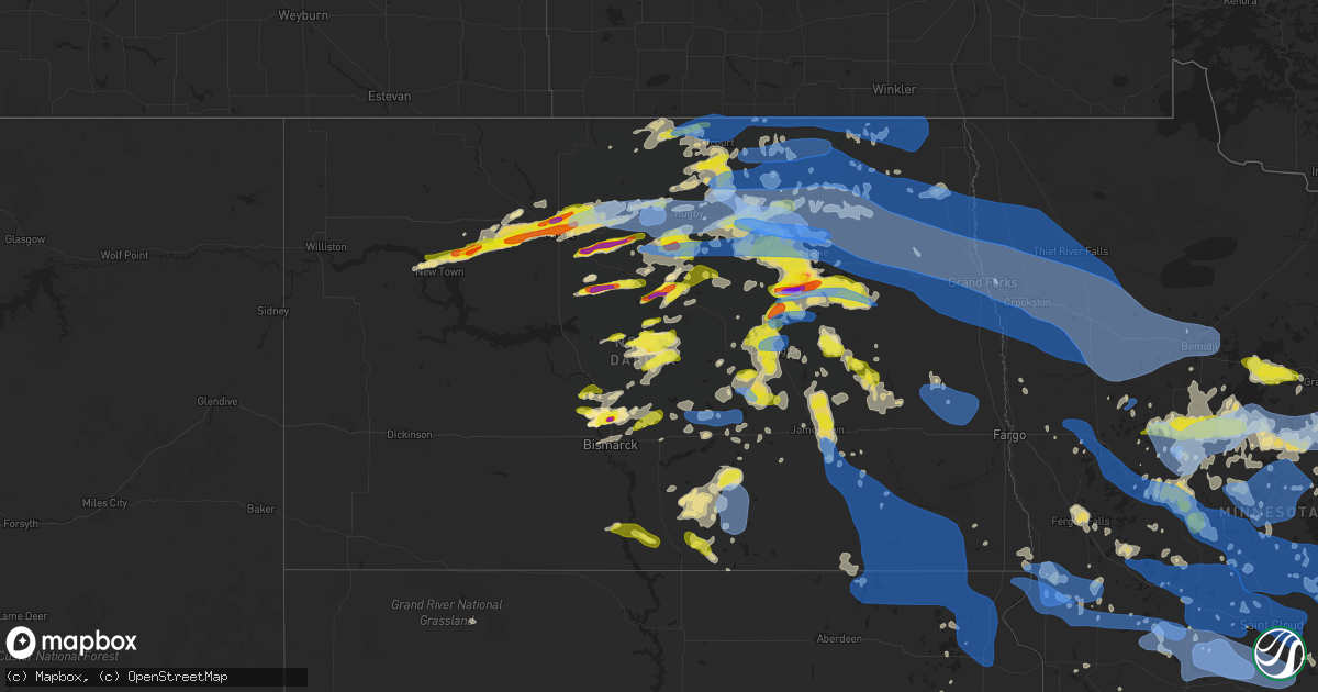 Hail map in North Dakota on July 17, 2020