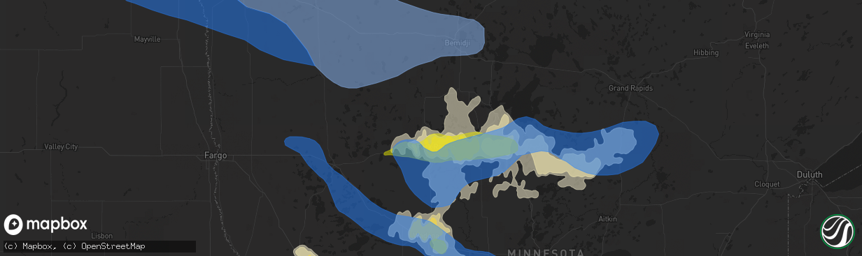 Hail map in Park Rapids, MN on July 17, 2020