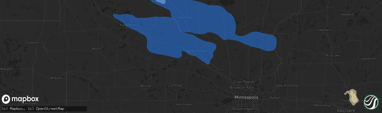 Hail map in Saint Cloud, MN on July 17, 2020