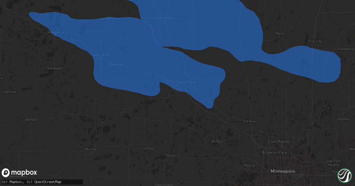 Hail map in Saint Cloud, MN on July 17, 2020