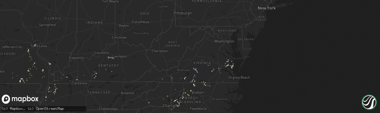 Hail map in Virginia on July 17, 2020