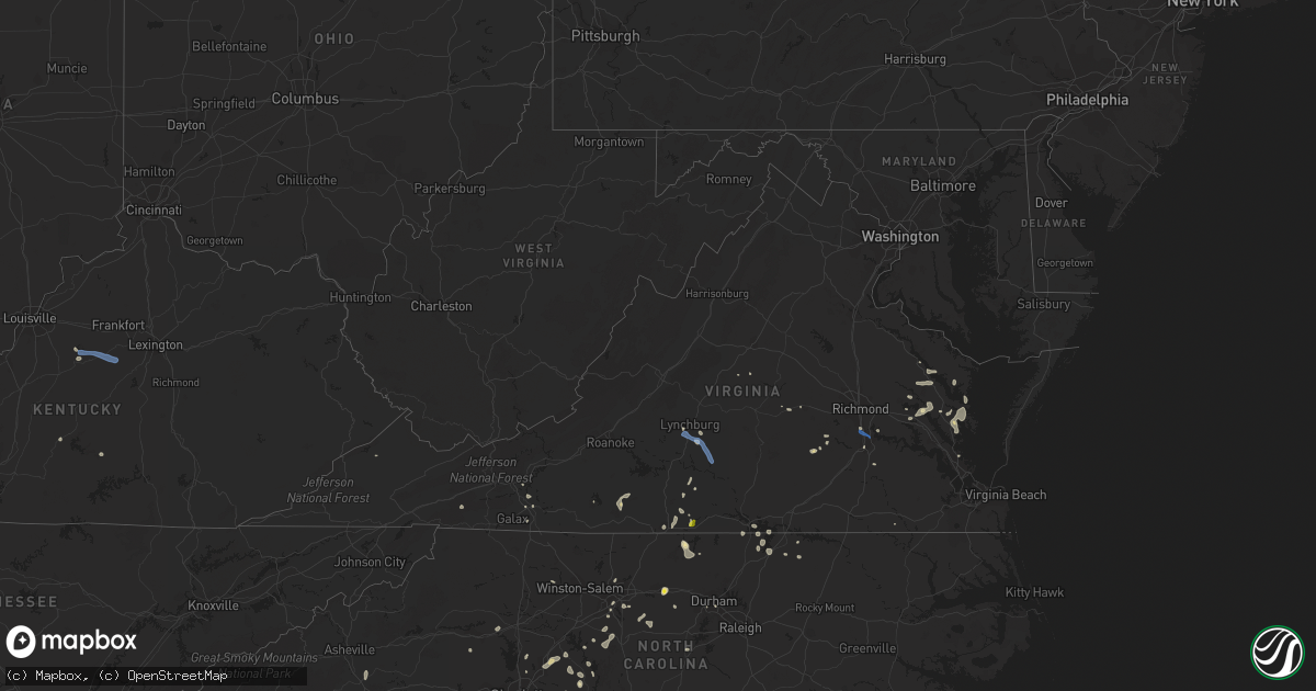 Hail map in Virginia on July 17, 2020