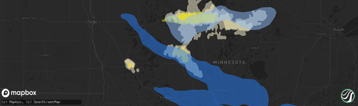 Hail map in Wadena, MN on July 17, 2020