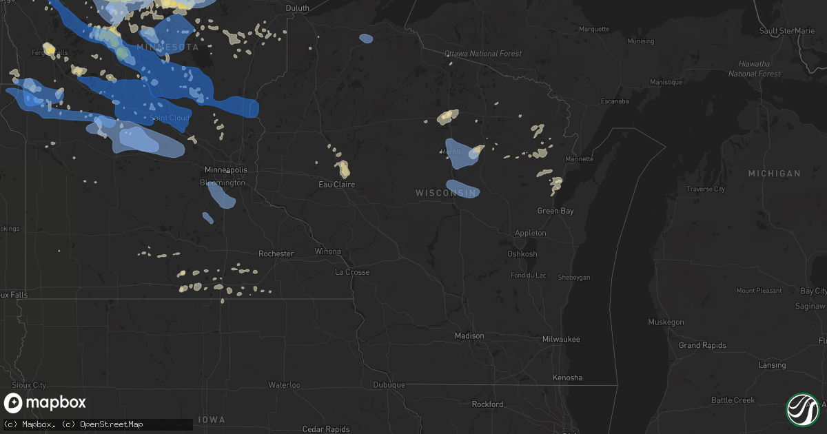Hail map in Wisconsin on July 17, 2020
