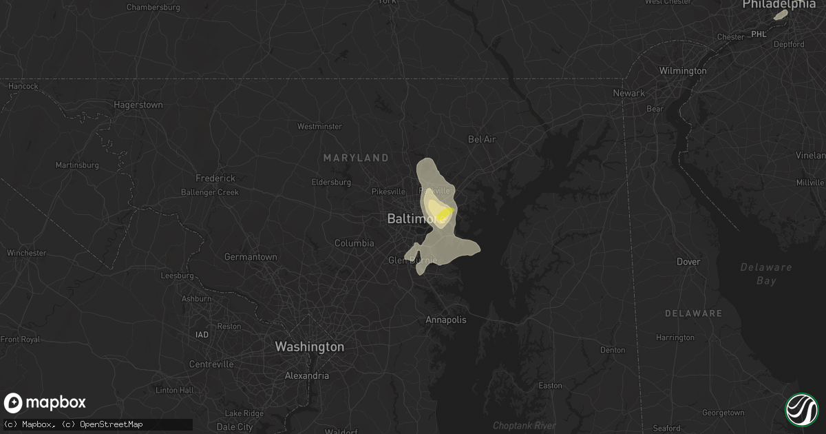 Hail map in Baltimore, MD on July 17, 2021