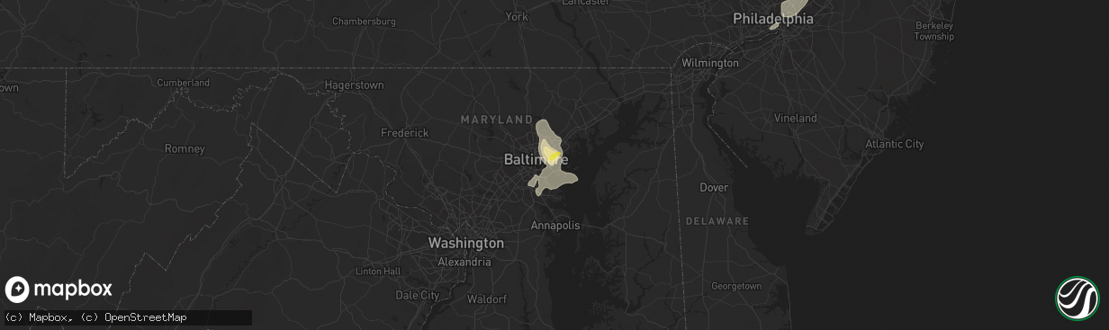 Hail map in Dundalk, MD on July 17, 2021