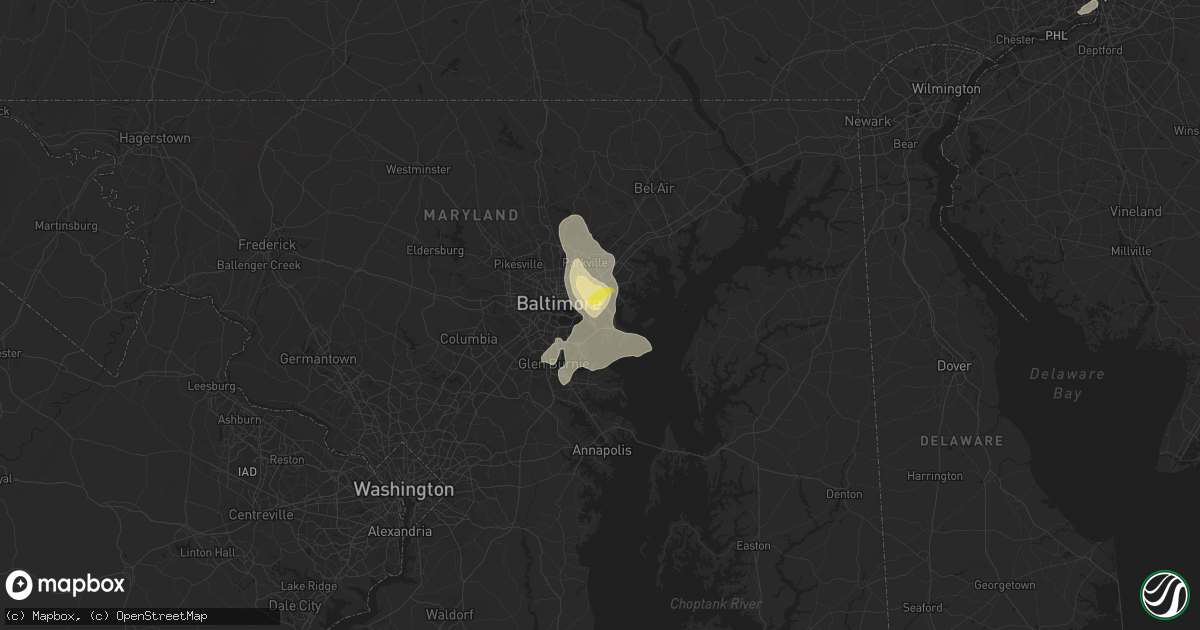 Hail map in Dundalk, MD on July 17, 2021